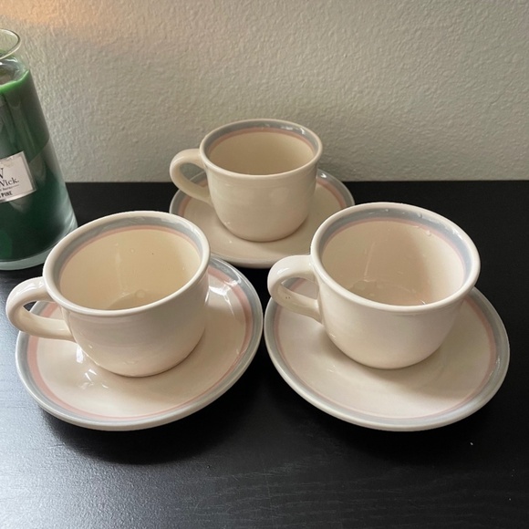 Pfaltzgraff Other - PFALTZGRAFF Aura Pink  Flat Cup & Saucer Set Of 3